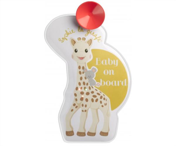 Софи жирафчето светещ знак "Baby on Board" (Бебе в колата)