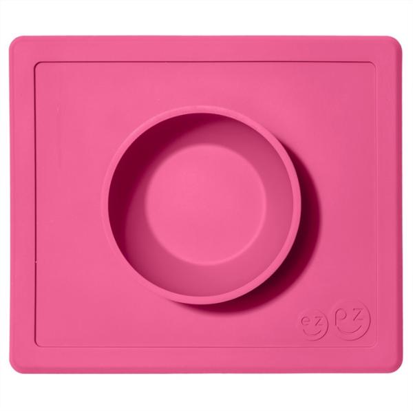 Ezpz подложка за хранене Happy Bowl в розов цвят