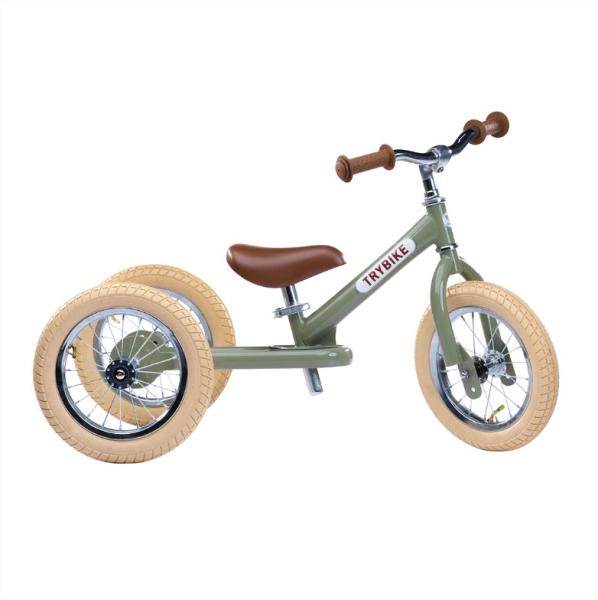 Trybike Винтидж Триколка, която се превръща в колело за баланс Зелена - Green Vintage