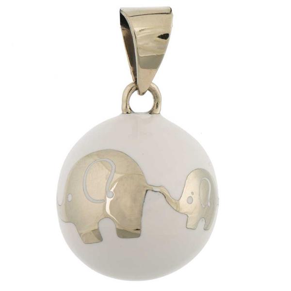 Медальон за бременни Бола - Бял със слонче