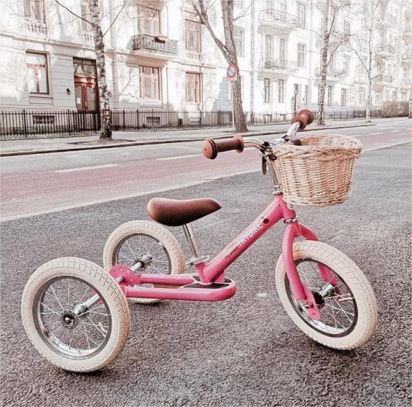 Trybike Винтидж Триколка, която се превръща в колело за баланс Винтидж Розово