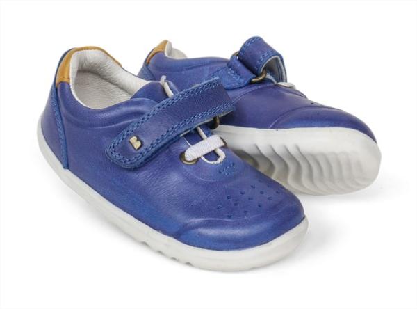 Bobux: Step up Ryder Trainer: Обувки за прохождане от естествена кожа - Blueberry + Chartreu