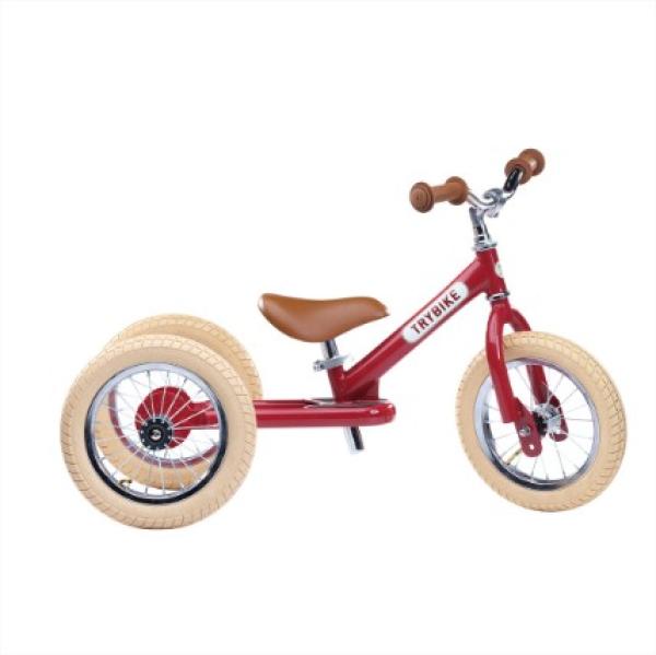 Trybike Винтидж Триколка, която се превръща в колело за баланс Червена - Red