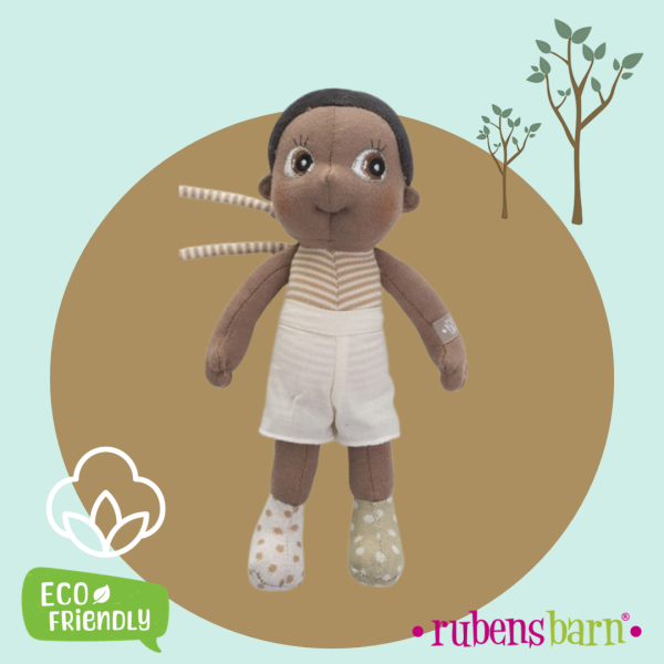 Rubens Mini EcoBuds: кукла Basil- Ръчна изработка, 100% органичен памук