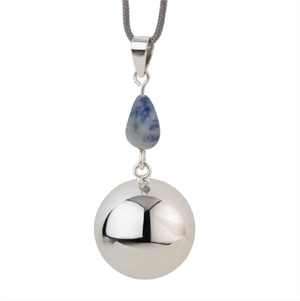 Медальон за бременни Бола - Сребърна със синьо-сиво камъче
