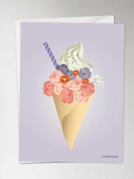 Поздравителна картичка ViSSEVASSE "Ice cream flower" / Сладолед от цветя A7