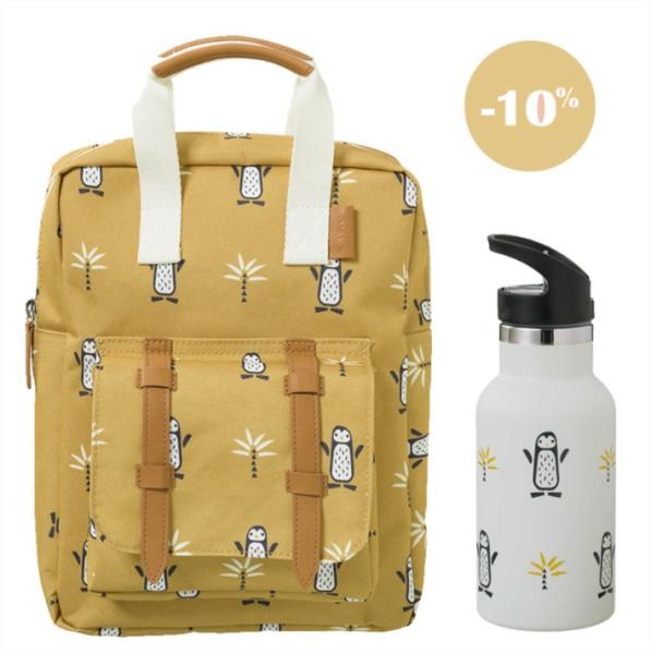 Fresk: ОФЕРТА Малка раница 28x21cм + Стоманен термос със сламка 350ml - Penguin