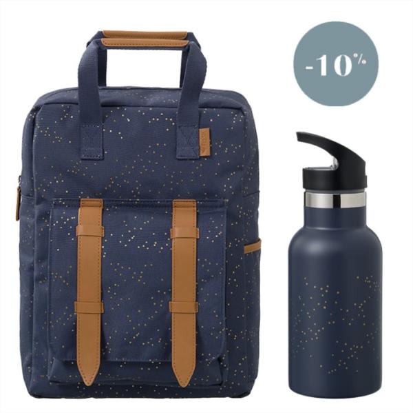 Fresk: ОФЕРТА Малка раница 28x21cм + Стоманен термос със сламка 350ml - Indigo dots