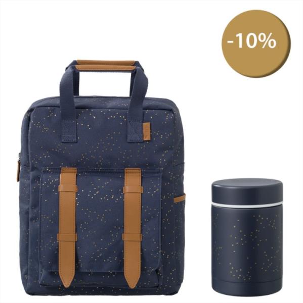Fresk: ОФЕРТА Малка раница 28x21cм + Термос за храна 300мл - Indigo dots