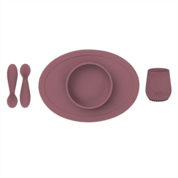 Ezpz комплект за хранене 4 +месеца  - подложка, лъжичка и чашка Mauve