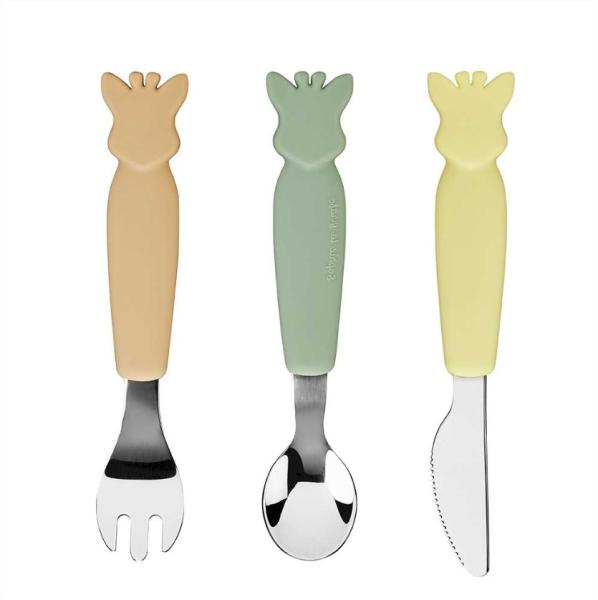 Комплект лъжица вилица нож Софи Жирафчето Цвят Земя