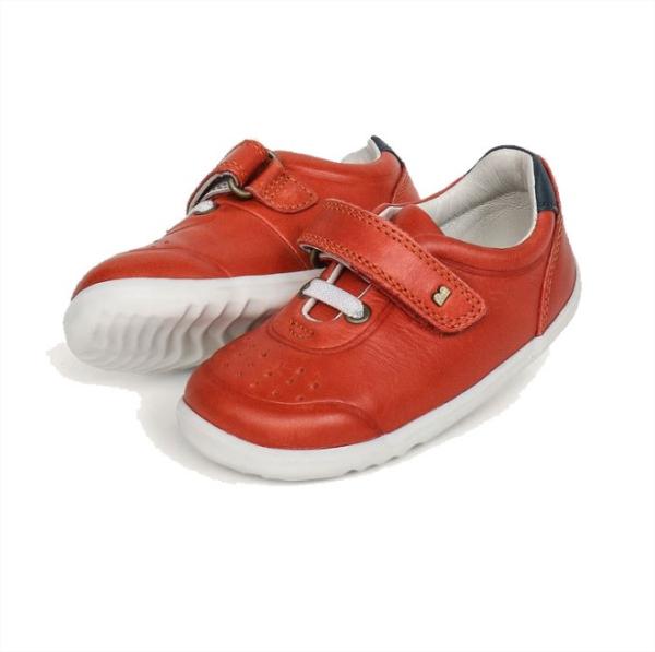 Bobux: Step up Ryder Trainer: Обувки за прохождане от естествена кожа - Paprika + Navy