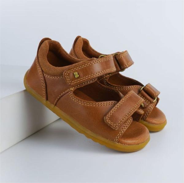 Bobux iWalk Driftwood: Детски кожени сандали - Caramel