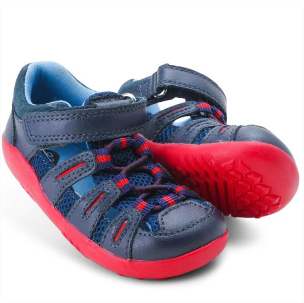 Bobux iWalk Summit: Детски кожени сандали - Navy + Red
