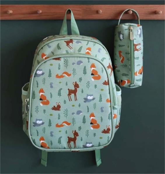ОФЕРТА: A Little Lovely Company: Раница с изотермичен джоб 27 x 32 x 19 cm + несесер моливник Forest friends