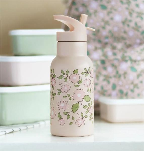 A little lovely company: Бутилка от неръждаема стомана със сламка: Blossoms Pink - 350мл.