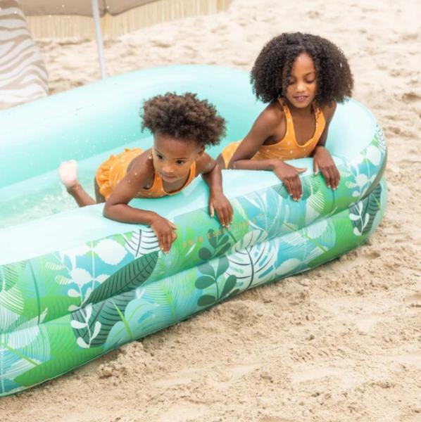Swim Essentials: Надуваем правоъгълен басейн 211 см. с две въздушни камери за деца от 3 години - "Green Tropical"
