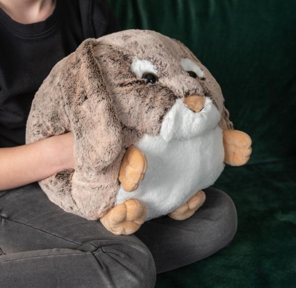 Noxxiez 3в1 гушкаща плюшена играчка и възглавница за сън и затопляне на ръцете - Зайче