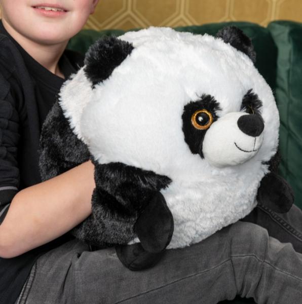 Noxxiez 3в1 гушкаща плюшена играчка и възглавница за сън и затопляне на ръцете - Панда