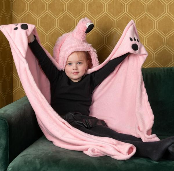 Noxxiez Одеяло с качулка и джобчета за ръце във формата на животно - Фламинго