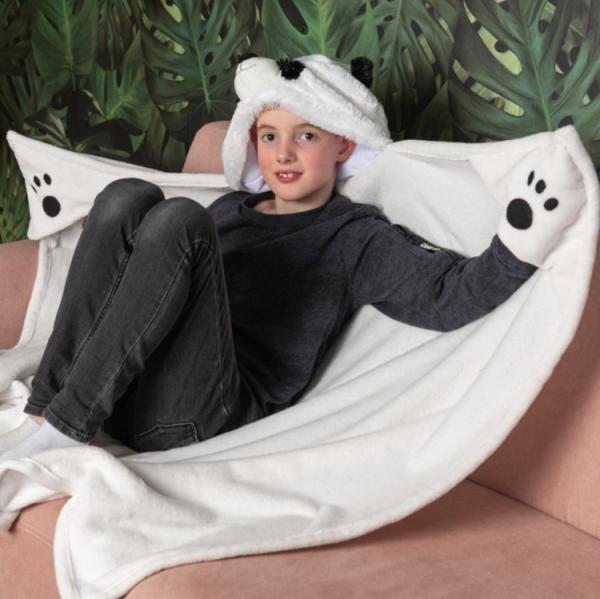 Noxxiez Одеяло с качулка и джобчета за ръце във формата на животно - Панда