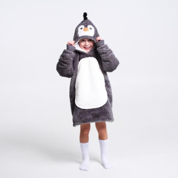 Noxxiez: Hoddiez Пухкава блуза с качулка - Пингвин - 3-6 години