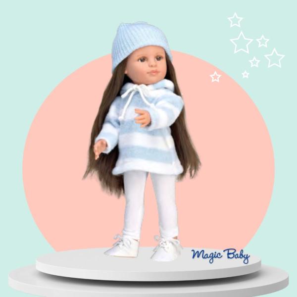 Magic baby кукла Nina със син пуловер и шапка