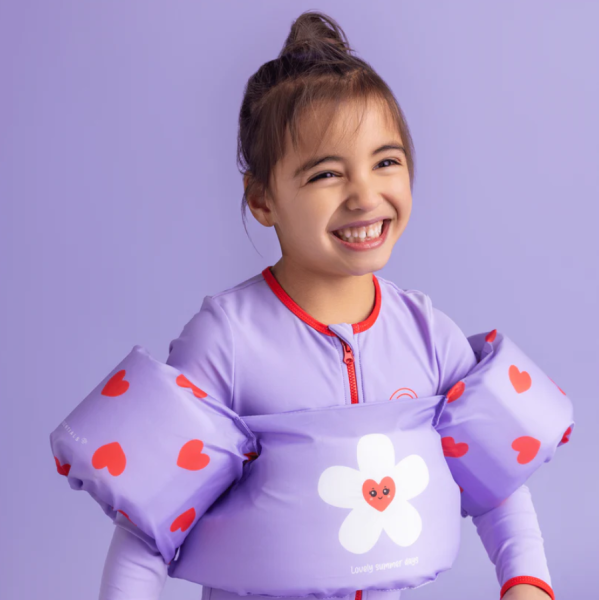 Swim Essentials: Ръкавели с опора за гърдите за деца от 2 до 6 години - "Purple hearts"