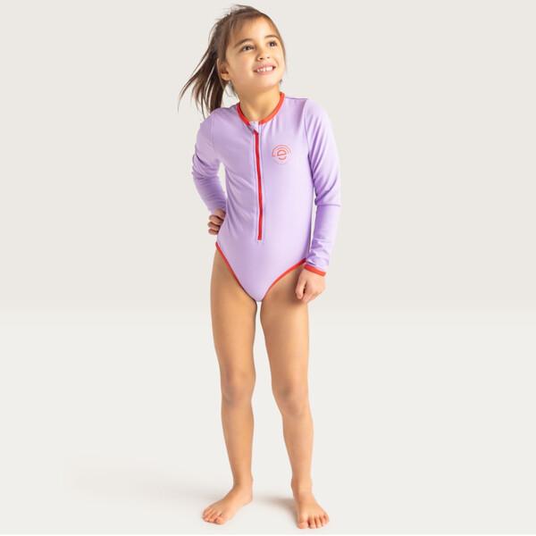 Swim Essentials : Цял бански костюм с ръкав  и къдрички от 0 до 12 г. "Purple"