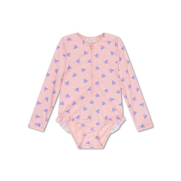 Swim Essentials : Цял бански костюм с ръкав  и къдрички от 0 до 8 г. "Blackberry"
