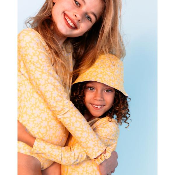 Swim Essentials: Цял бански костюм с ръкав и къдрички от 0 до 8 г. "Yellow Flowers"