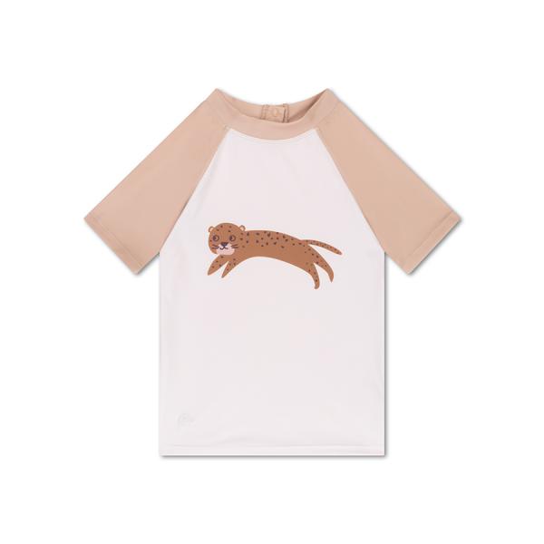 Swim Essentials: Блуза с къс ръкав с UV защита "Brown Leopard Animal"